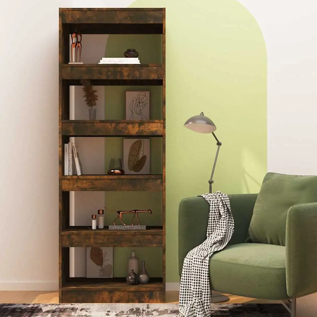 Book Cabinet Room Divider Smoked Oak 60x30x166cm Engineered Wood Shelf Storage
