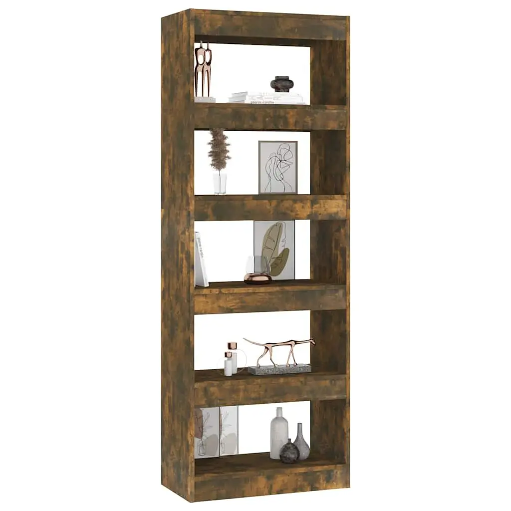 Book Cabinet Room Divider Smoked Oak 60x30x166cm Engineered Wood Shelf Storage