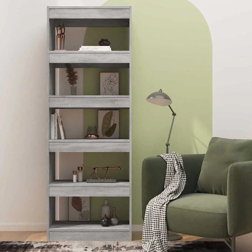 Book Cabinet Room Divider Grey Sonoma Engineered Wood 60x30x166cm
