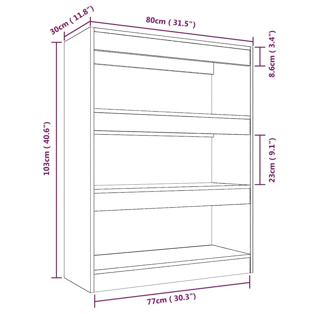 Storage Shelf Engineered Wood Smoked Oak Room Divider 80cm x 30cm x 103cm