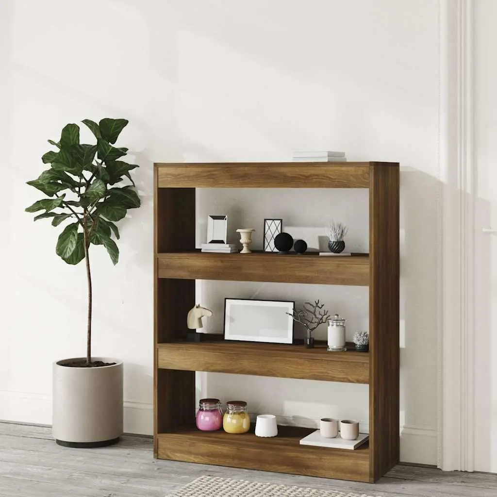 Brown Oak Book Cabinet and Divider