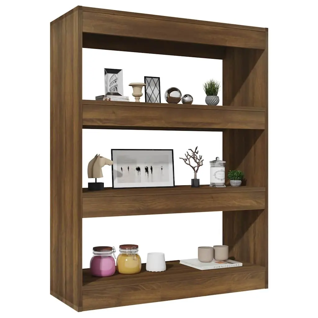 Brown Oak Book Cabinet and Divider