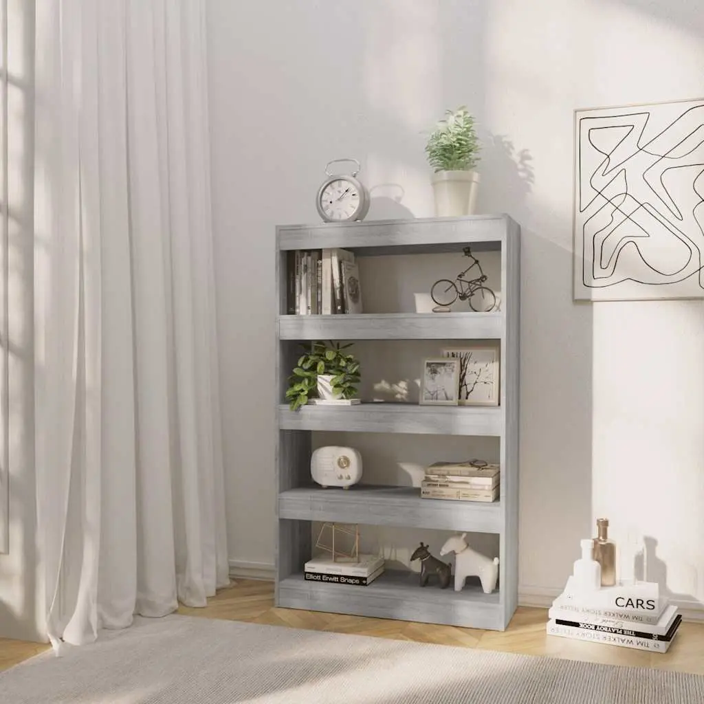 Book Cabinet Room Divider Grey 80x30x135cm Wooden Shelving Storage Bookcase