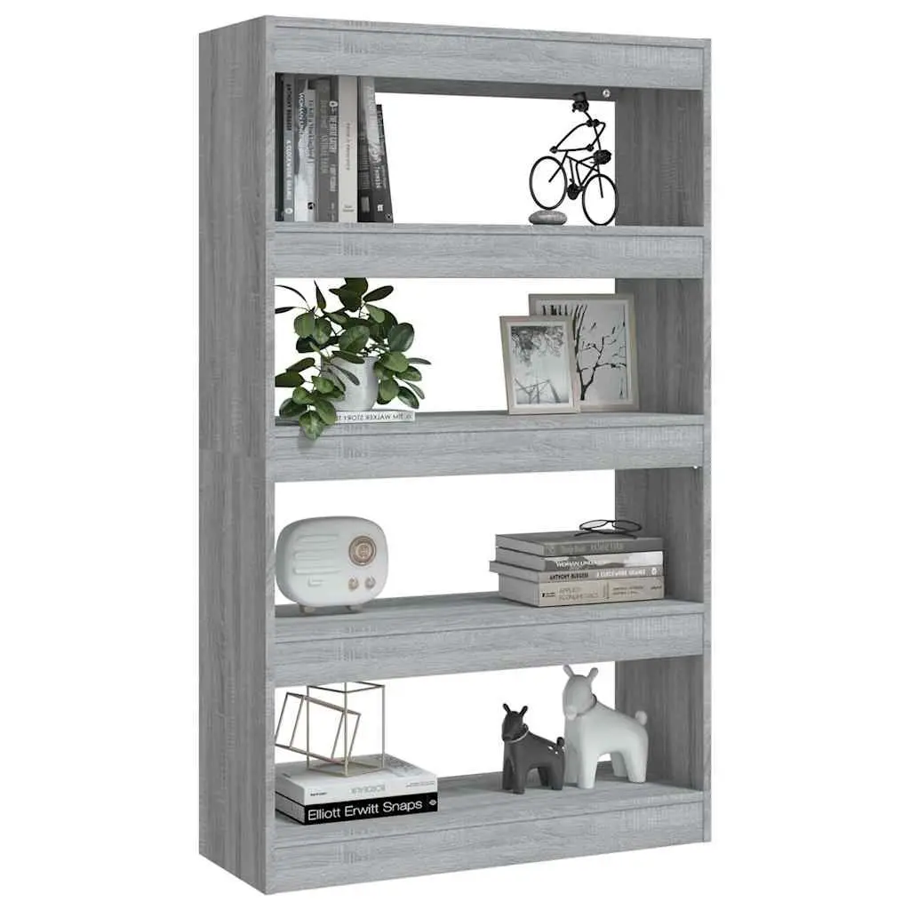 Book Cabinet Room Divider Grey 80x30x135cm Wooden Shelving Storage Bookcase