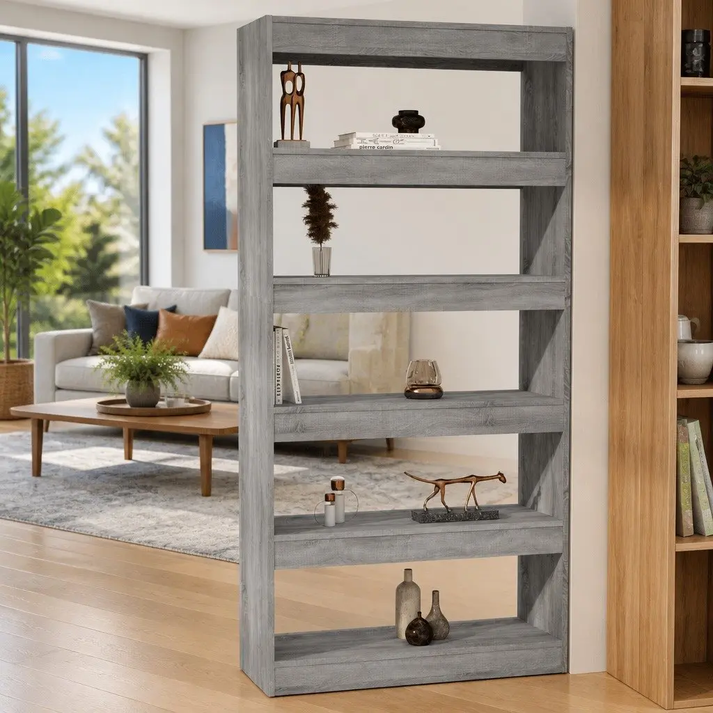 Book Cabinet Room Divider Grey Sonoma Engineered Wood 80x30x166cm
