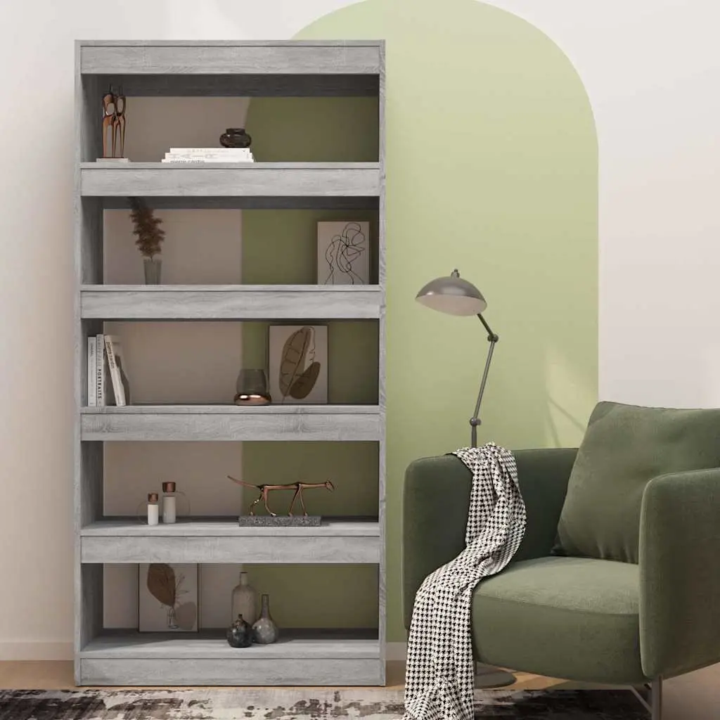 Book Cabinet Room Divider Grey Sonoma Engineered Wood 80x30x166cm