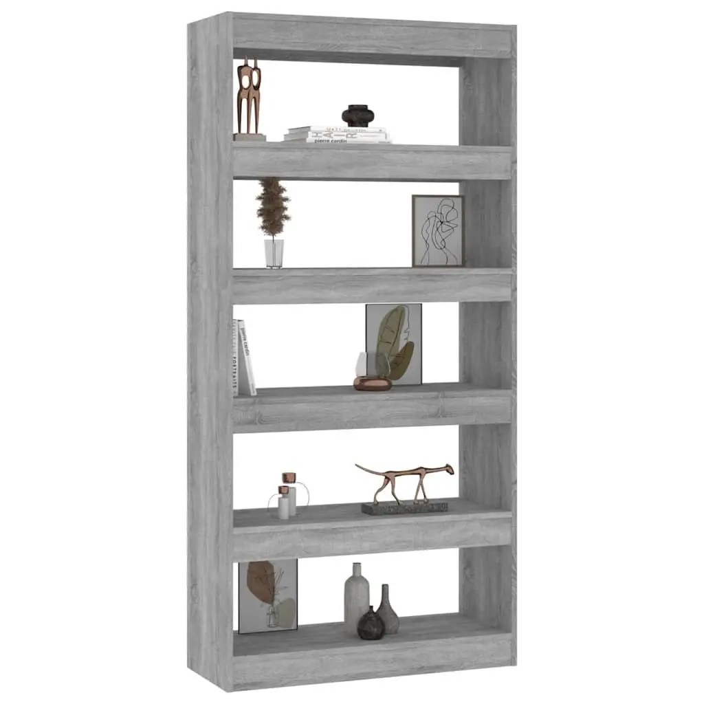 Book Cabinet Room Divider Grey Sonoma Engineered Wood 80x30x166cm