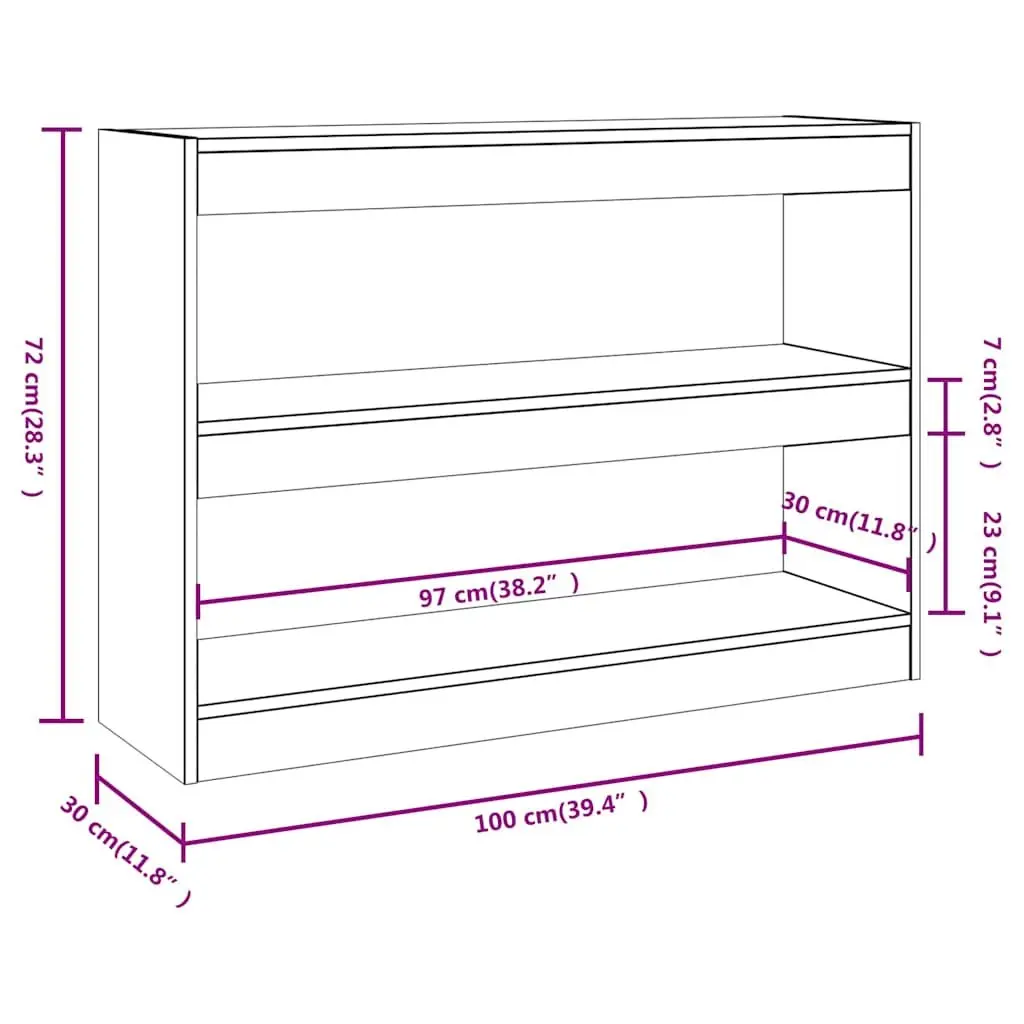 Book Cabinet Room Divider Grey Sonoma 100x30x72cm