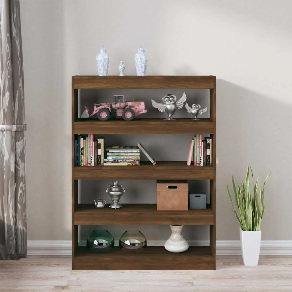 Book Cabinet Room Divider Brown Oak Shelving Unit Storage Bookcase Organiser