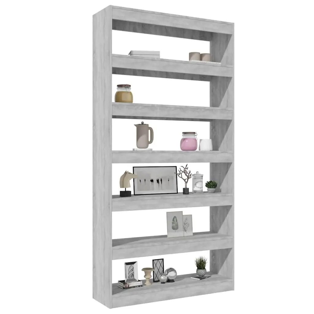 Book Cabinet Room Divider Grey Wooden Shelving Storage Organizer 100W x 30D x 198H cm