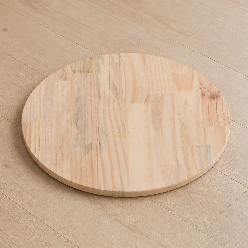 Round Solid Pinewood Table Top 40cm Diameter 2.5cm Thickness Brown