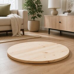 Your Ideal 60cm Round Solid Pine Table Top in Brown