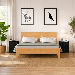 Bedside Cabinet 2 Pcs Black Solid Wood Pine Nightstand Drawer Storage Table