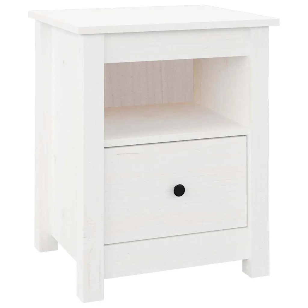 Bedside Cabinet White Wooden Nightstand Storage Drawer Bedroom Furniture