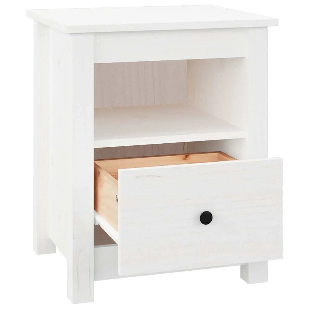 Bedside Cabinet White Wooden Nightstand Storage Drawer Bedroom Furniture