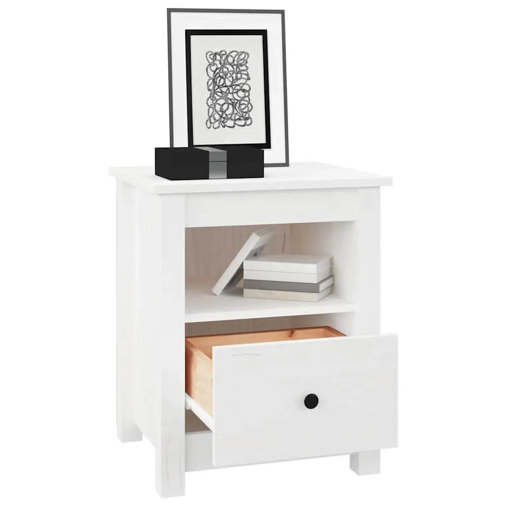 Bedside Cabinet White Wooden Nightstand Storage Drawer Bedroom Furniture