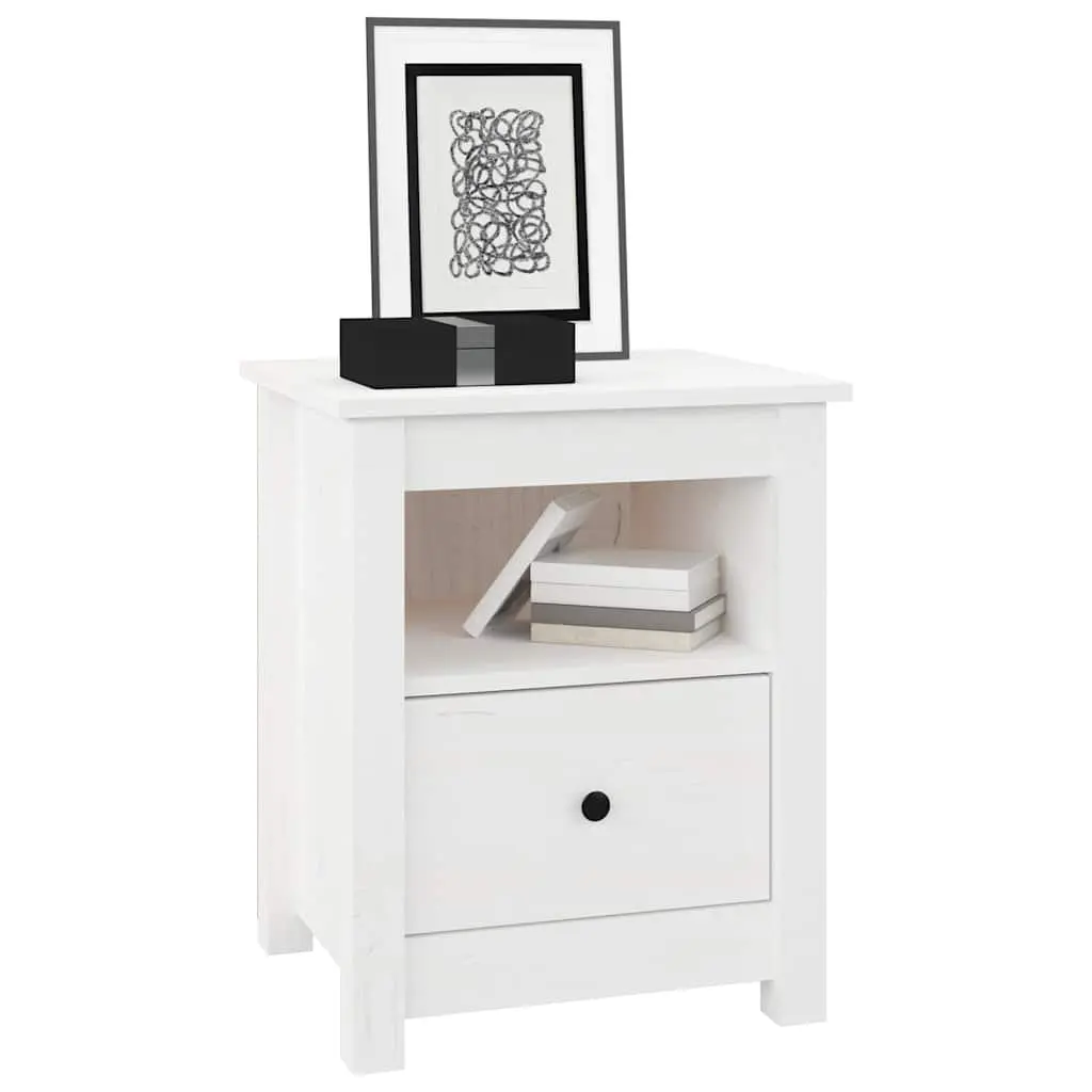 Bedside Cabinet White Wooden Nightstand Storage Drawer Bedroom Furniture