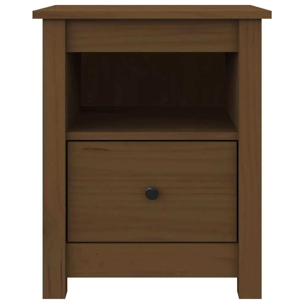 Bedside Cabinet Solid Wood Pine Brown Nightstand Storage Drawer Furniture