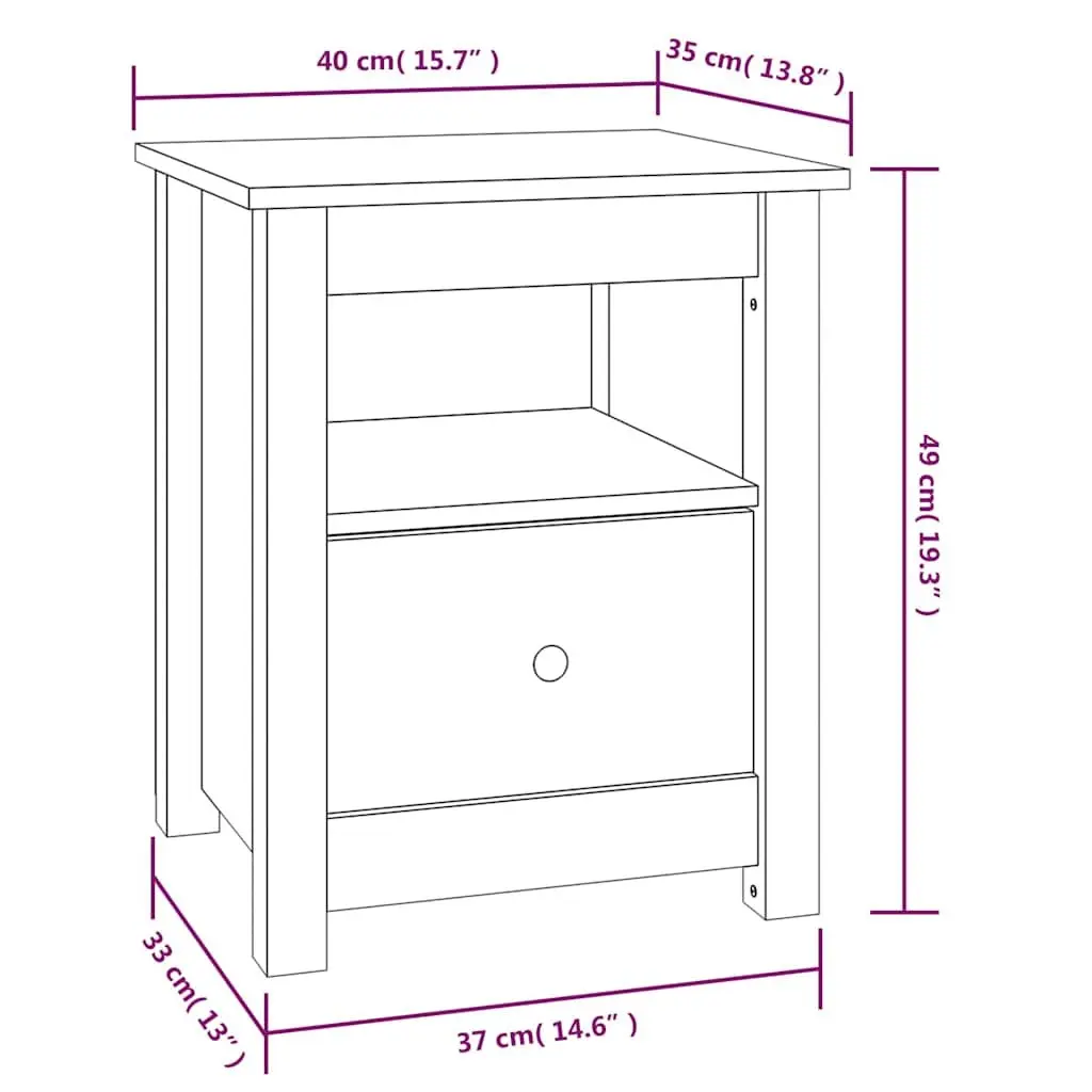 Bedside Cabinet Solid Wood Pine Brown Nightstand Storage Drawer Furniture