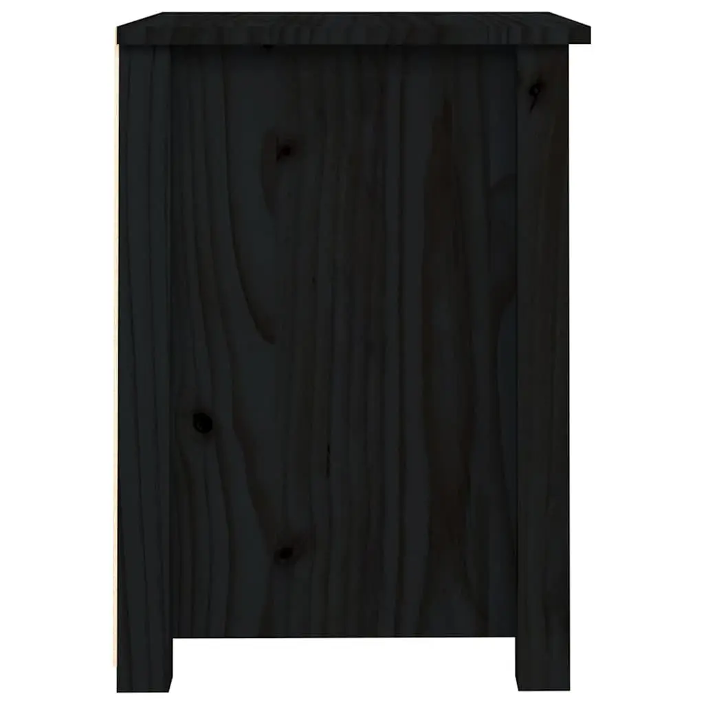 Bedside Cabinets 2 pcs Black 40x35x49 cm Solid Wood Pine Nightstand Drawer