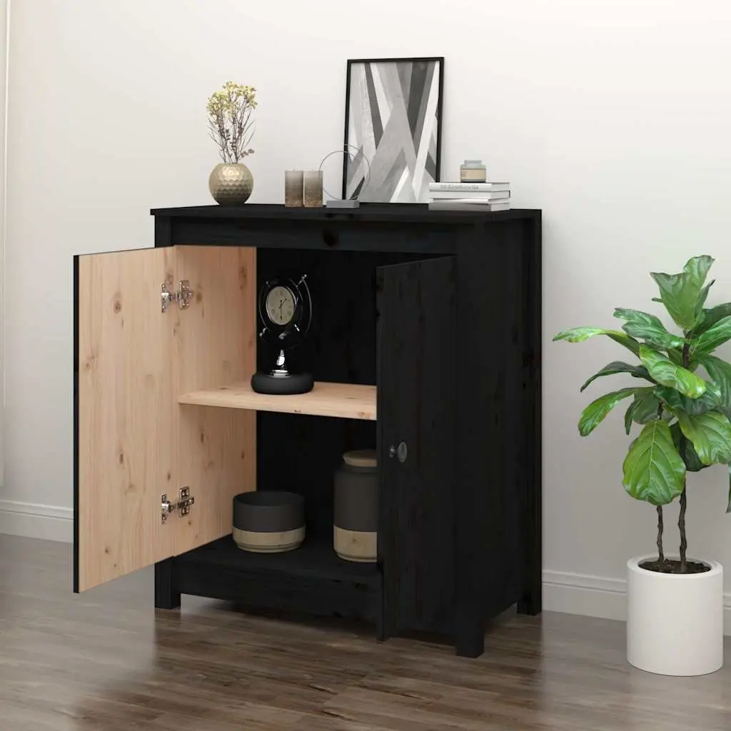 Black Wooden Sideboard Solid Pine 70W x 35D x 80H cm