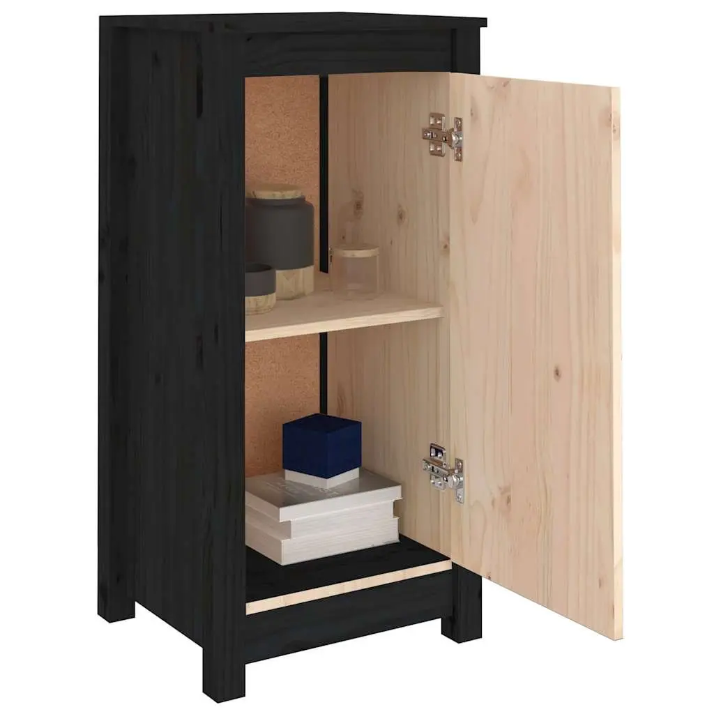 Sideboards Black Solid Wood Storage Cabinet 39 x 35 x 80 cm 2 Piece