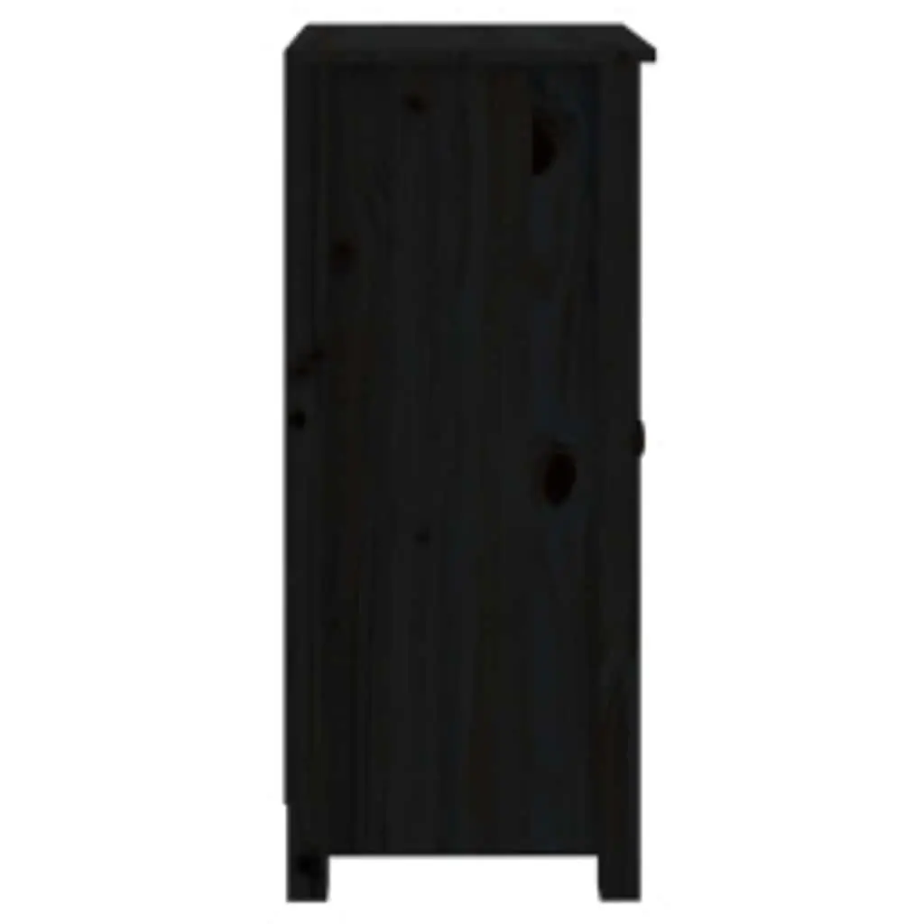 Sideboards Black Solid Wood Storage Cabinet 39 x 35 x 80 cm 2 Piece