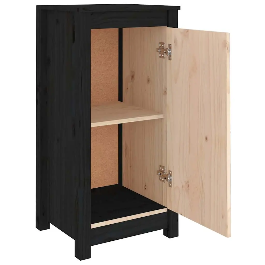 Sideboards Black Solid Wood Storage Cabinet 39 x 35 x 80 cm 2 Piece