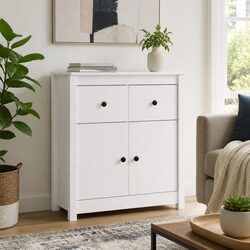 Wooden Sideboard Storage Cabinet White Living Room Furniture Solid Pine