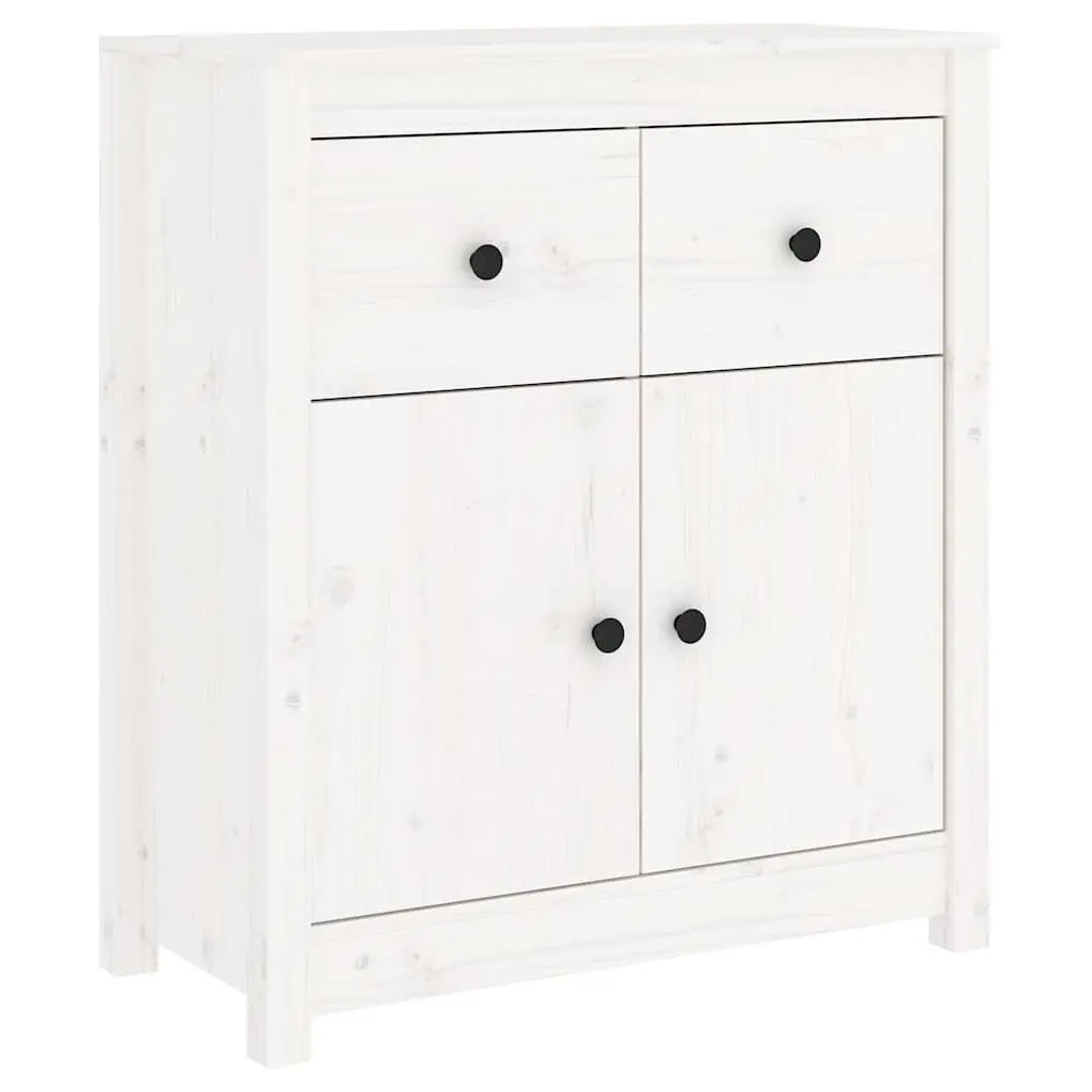 Wooden Sideboard Storage Cabinet White Solid Pine 70 x 35 x 80 cm