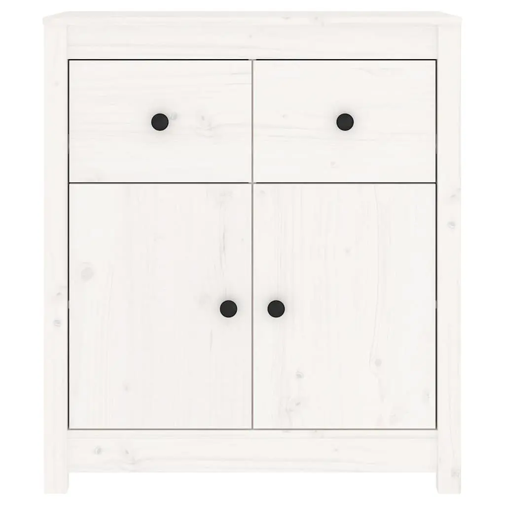 Wooden Sideboard Storage Cabinet White Solid Pine 70 x 35 x 80 cm