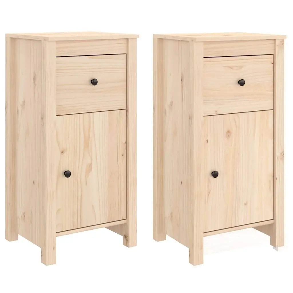 Solid Wood Pine Sideboards Brown 2 Piece Storage Cabinet