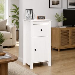 White Wooden Sideboard Storage Cabinet 40x35x80cm Solid Pine Living Room