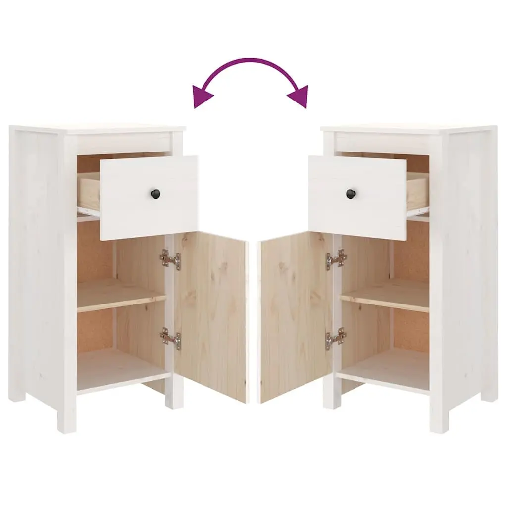 White Wooden Sideboard Storage Cabinet Solid Pine 40x35x80cm