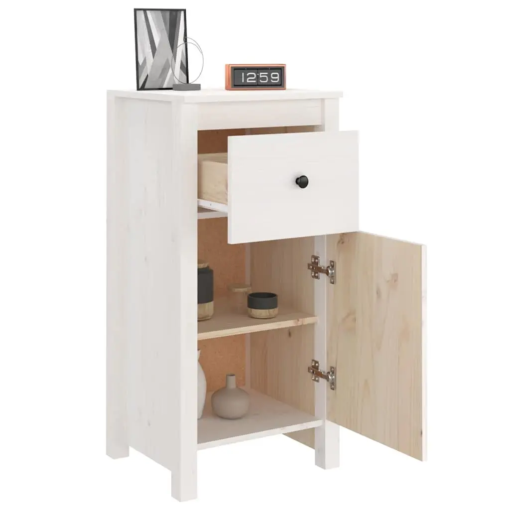 Sideboards Solid Wood Pine White 40x35x80 cm 2 pcs Storage Cabinet Furniture