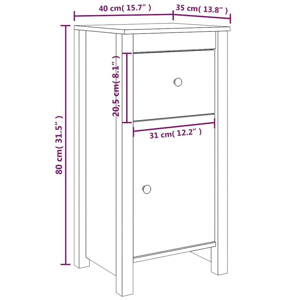 Solid Wood Pine Sideboards Black Storage Cabinet Living Room Furniture