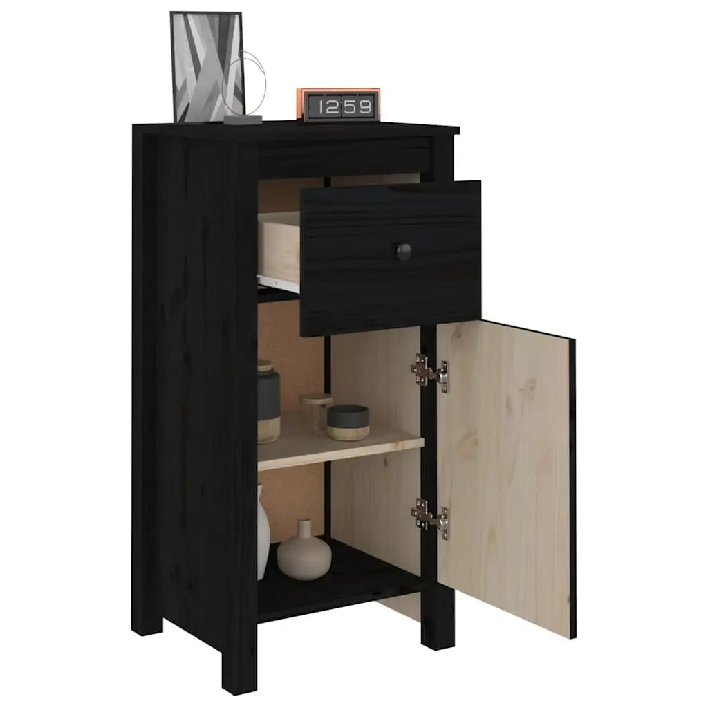 Solid Wood Pine Sideboards Black Storage Cabinet Living Room Furniture