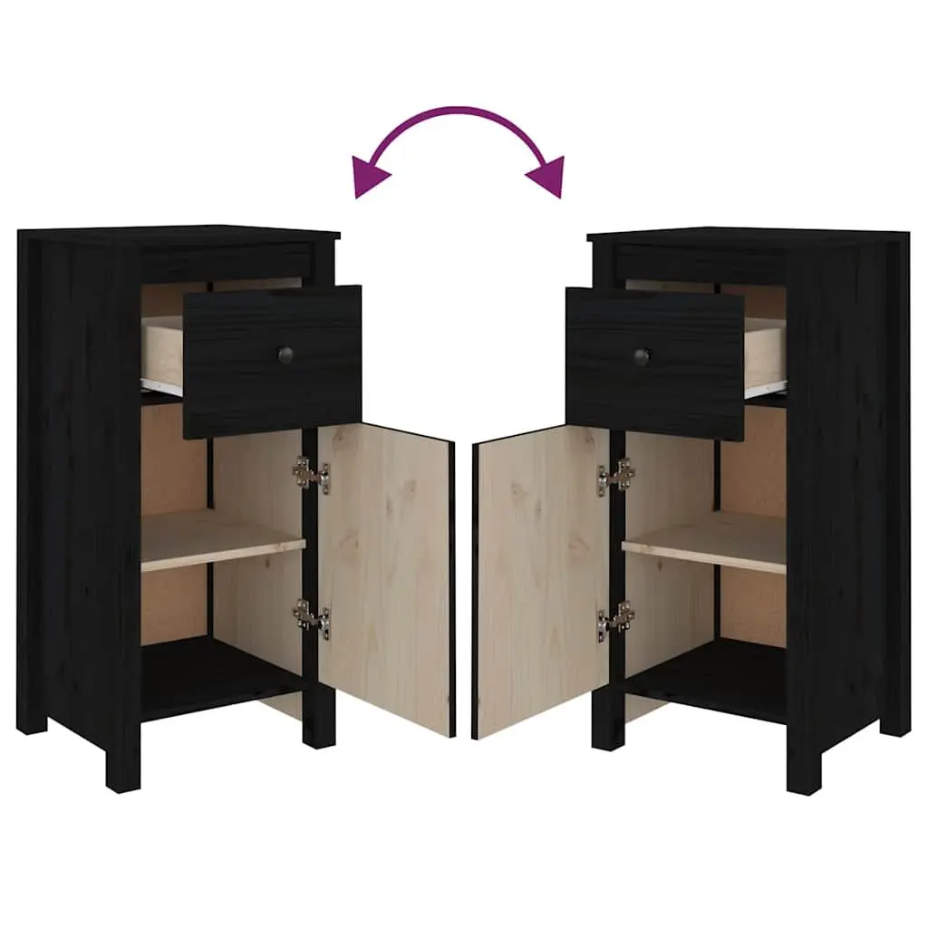 Solid Wood Pine Sideboards Black Storage Cabinet Living Room Furniture