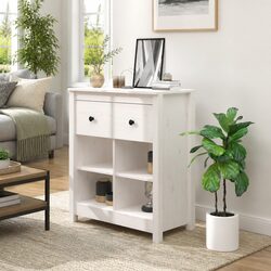 Sideboard White 70x35x80 cm Storage Cabinet 2 Drawers 4 Compartments