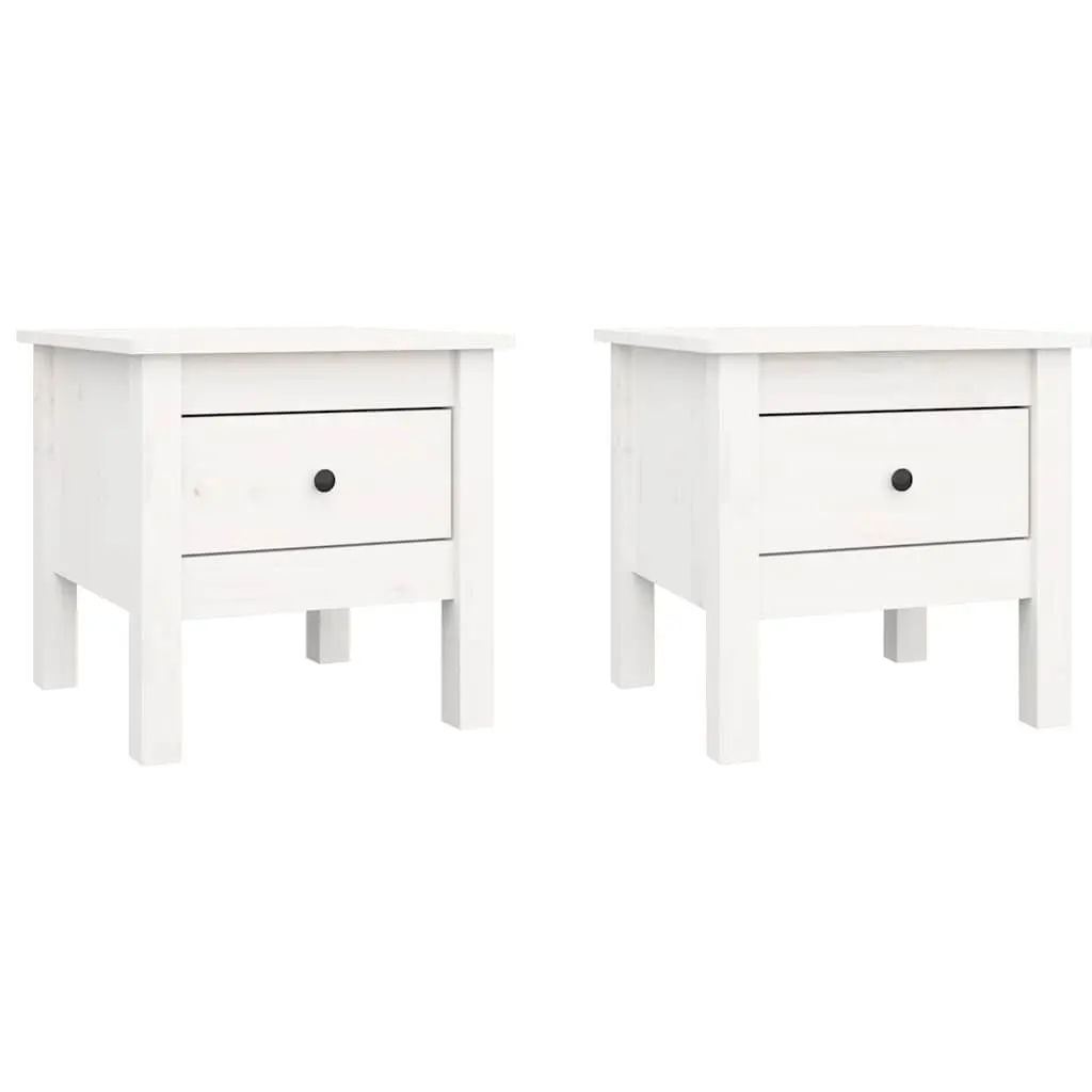 Side Tables Solid Pine Wood White 40x40x39 cm 2 pcs
