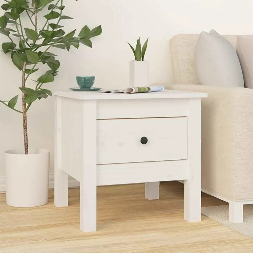 Side Tables Solid Pine Wood White 40x40x39 cm 2 pcs