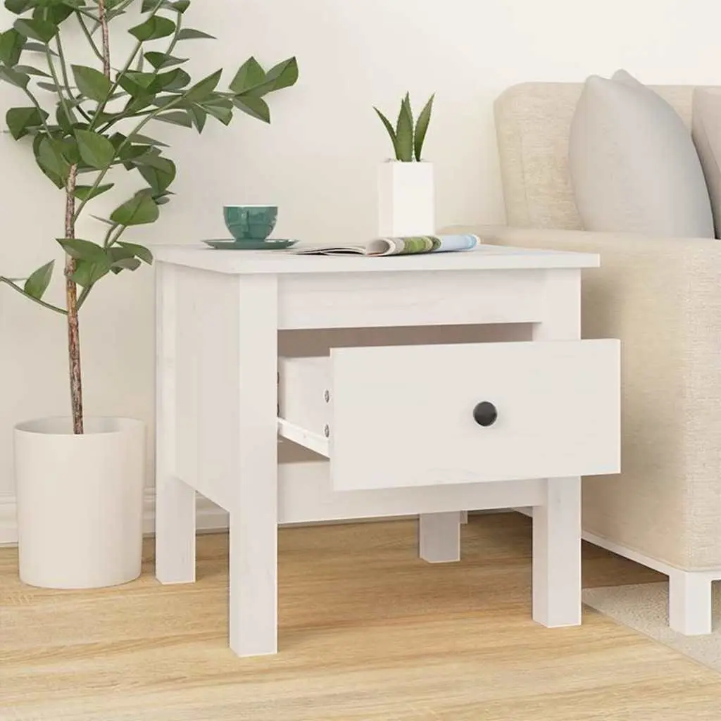 Side Tables Solid Pine Wood White 40x40x39 cm 2 pcs