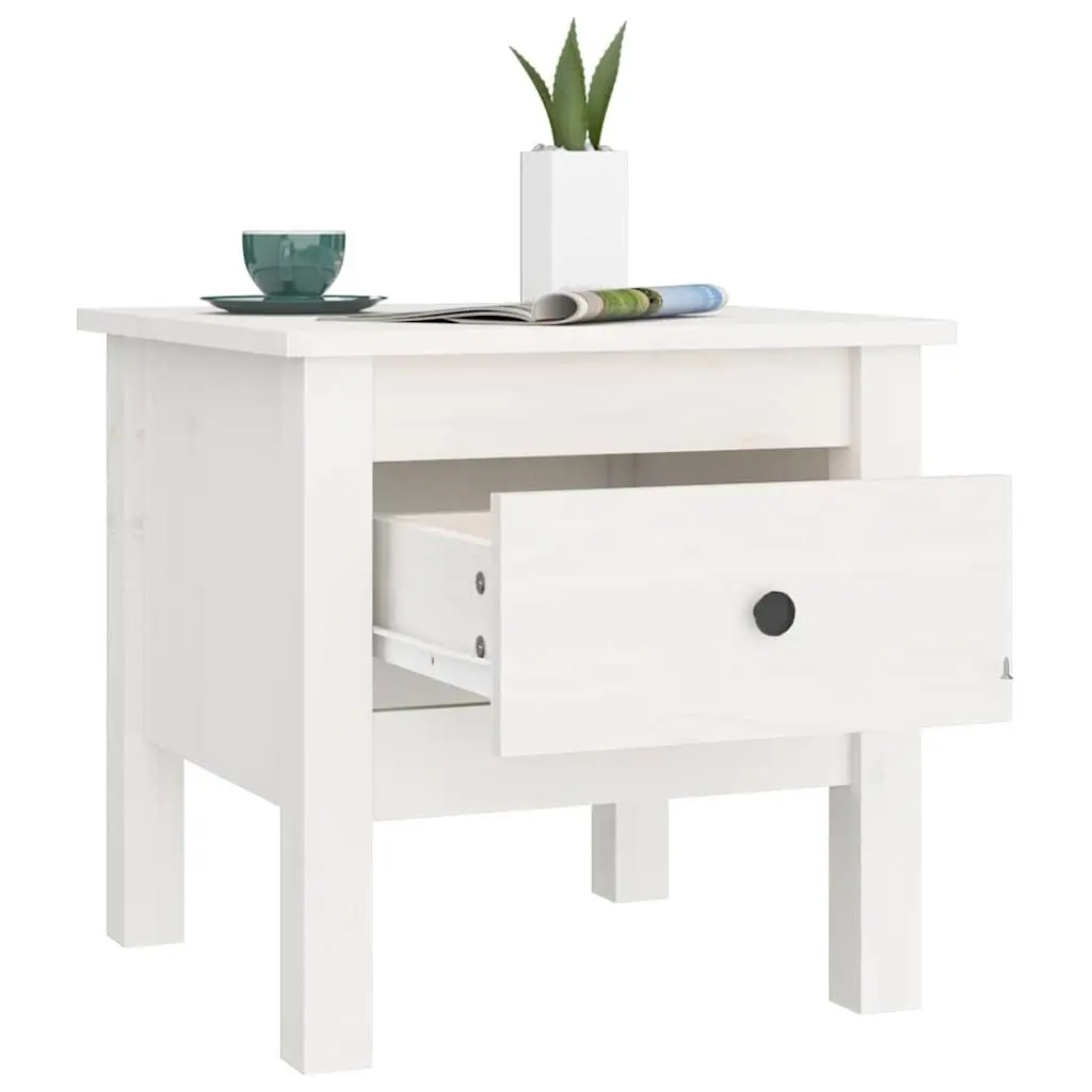 Side Tables Solid Pine Wood White 40x40x39 cm 2 pcs