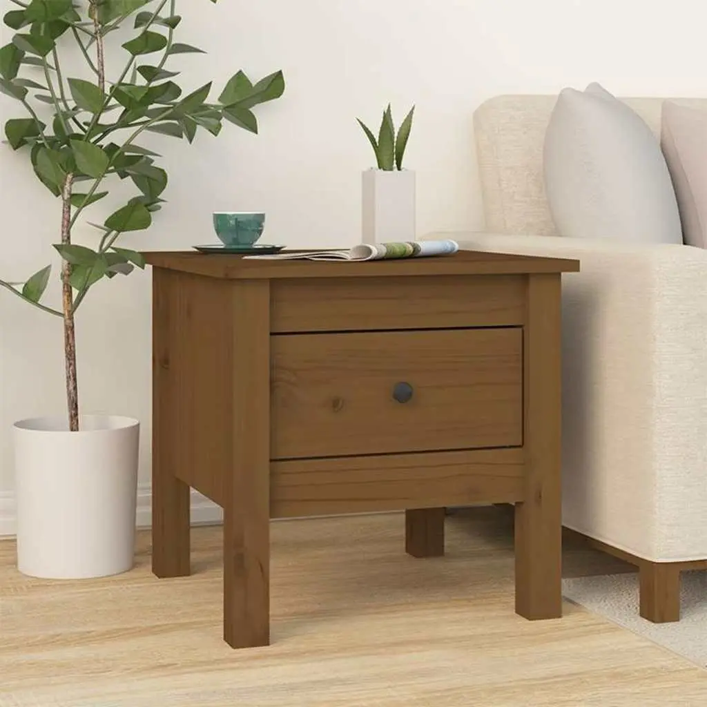 End Tables Solid Wood Honey Brown 2 Piece 40 x 40 x 39 cm