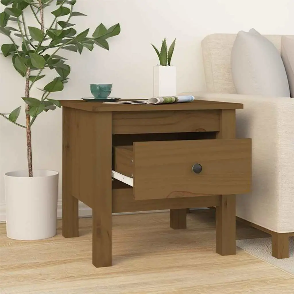 End Tables Solid Wood Honey Brown 2 Piece 40 x 40 x 39 cm