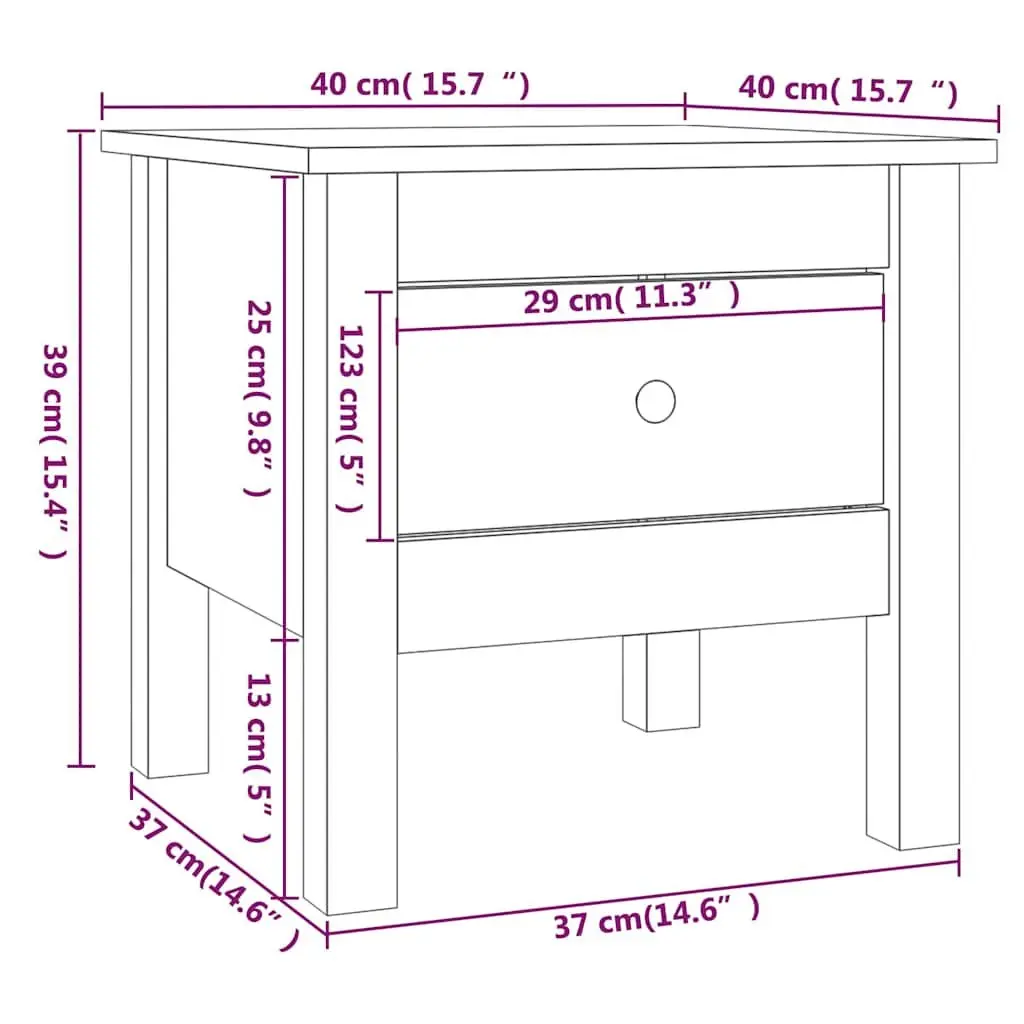 Side Tables Black Solid Wood Pine 40x40x39 cm 2 pcs