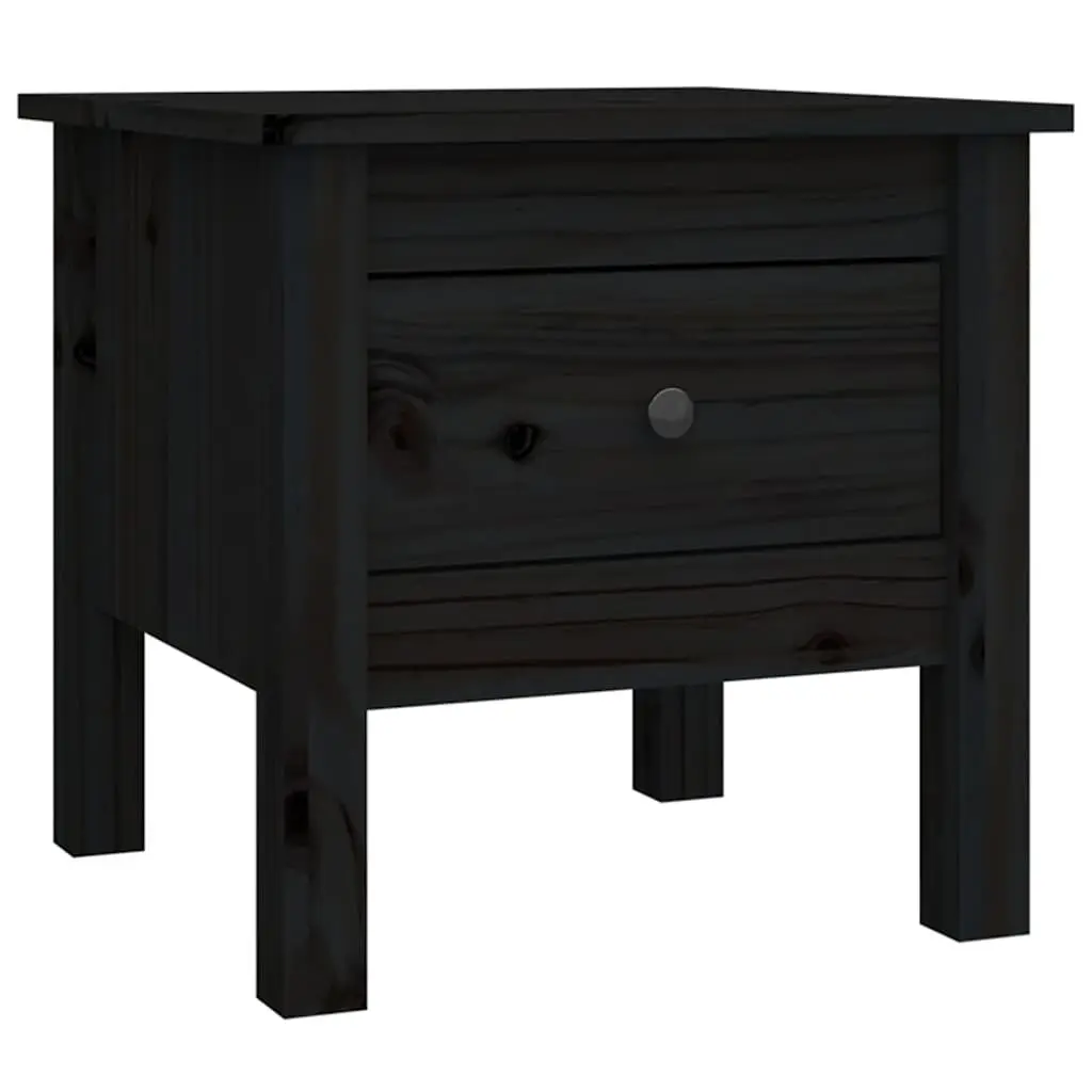 Side Tables Black Solid Wood Pine 40x40x39 cm 2 pcs