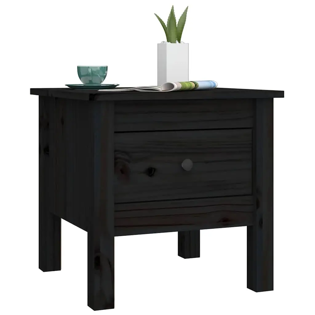 Side Tables Black Solid Wood Pine 40x40x39 cm 2 pcs