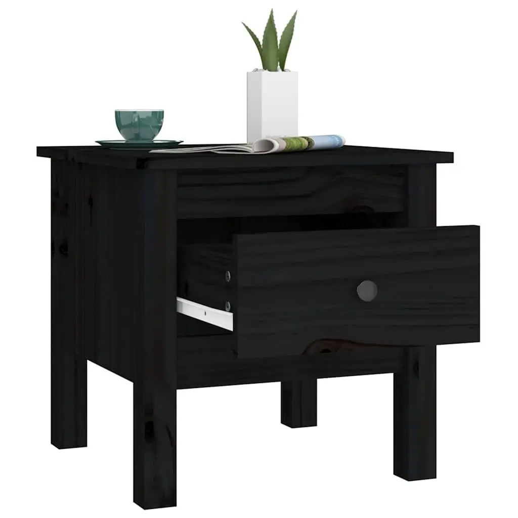 Side Tables Black Solid Wood Pine 40x40x39 cm 2 pcs