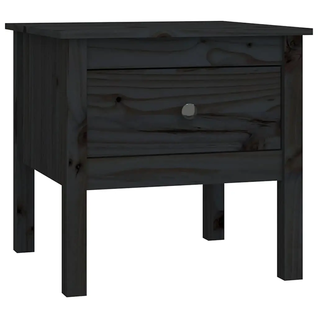 Black Solid Pine End Tables with Drawer 50x50x49 cm Set of 2